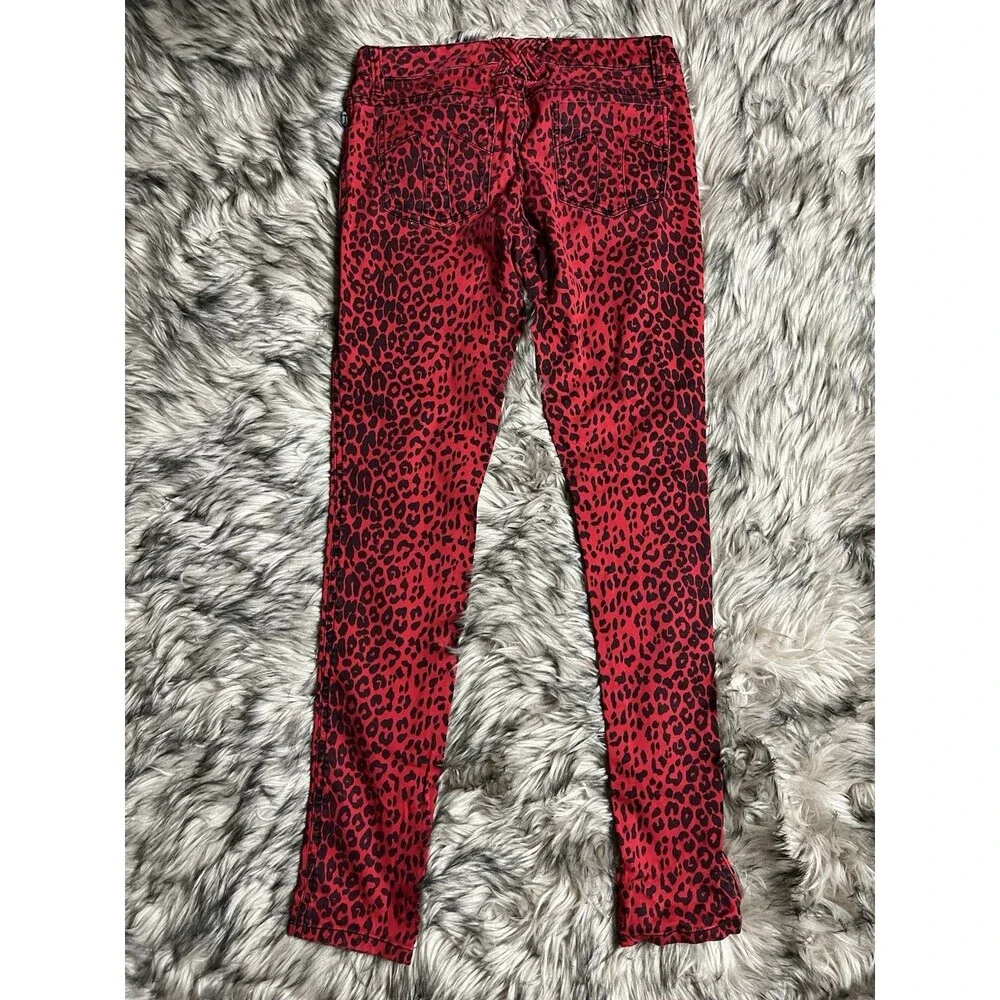 TRIPP NYC Red Leopard Print Skinny Jeans Punk Grunge Style Size 7 Women